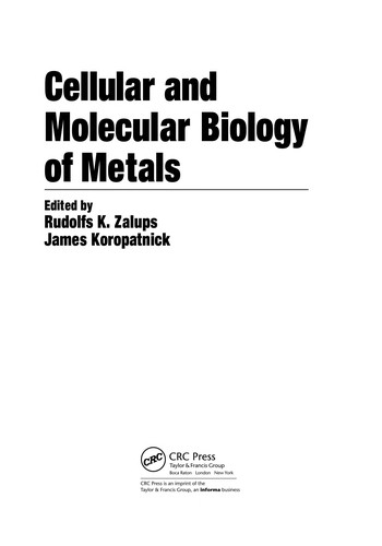 Cubierta de «Cellular and molecular biology of metals»
