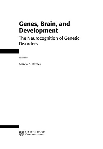 Cubierta de «Genes, brain, and development»