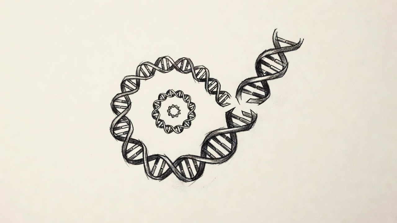 Una espiral de moléculas muestra el recorrido del ARN guía hacia el ADN y el punto exacto donde ocurre el corte.