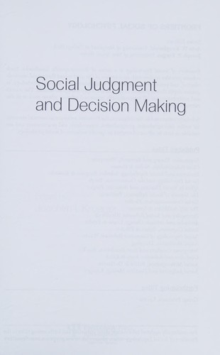 Cubierta de «Social judgment and decision making»