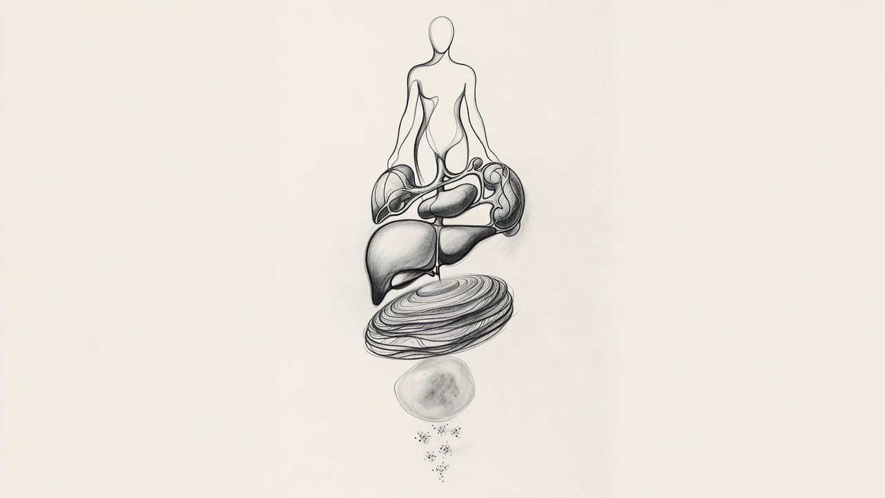 Espiral ascendente que muestra moléculas, una célula, tejido, un órgano, un sistema de órganos y la silueta completa de un cuerpo.